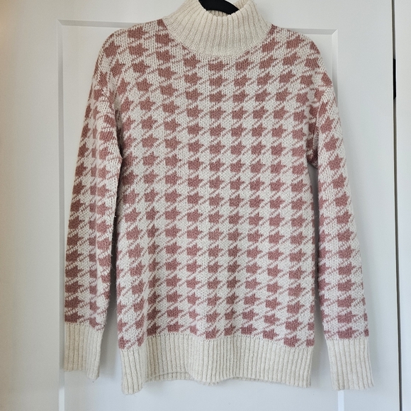 RW&CO. Sweaters - RW&CO. Pink and Cream Cowl Neck Sweater